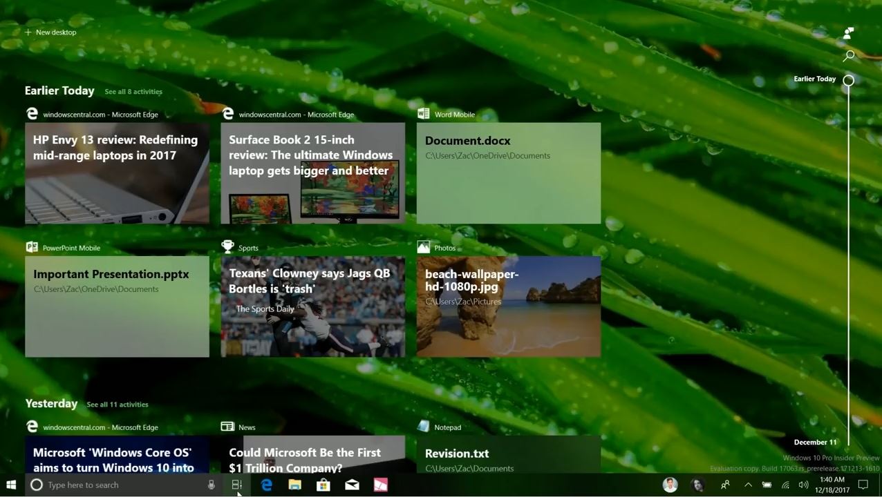 Windows 10 RS4預(yù)覽版17063時(shí)間軸亮相，接近正式版