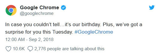 Google Chrome將迎來(lái)10周年紀(jì)念日，明日將放送驚喜